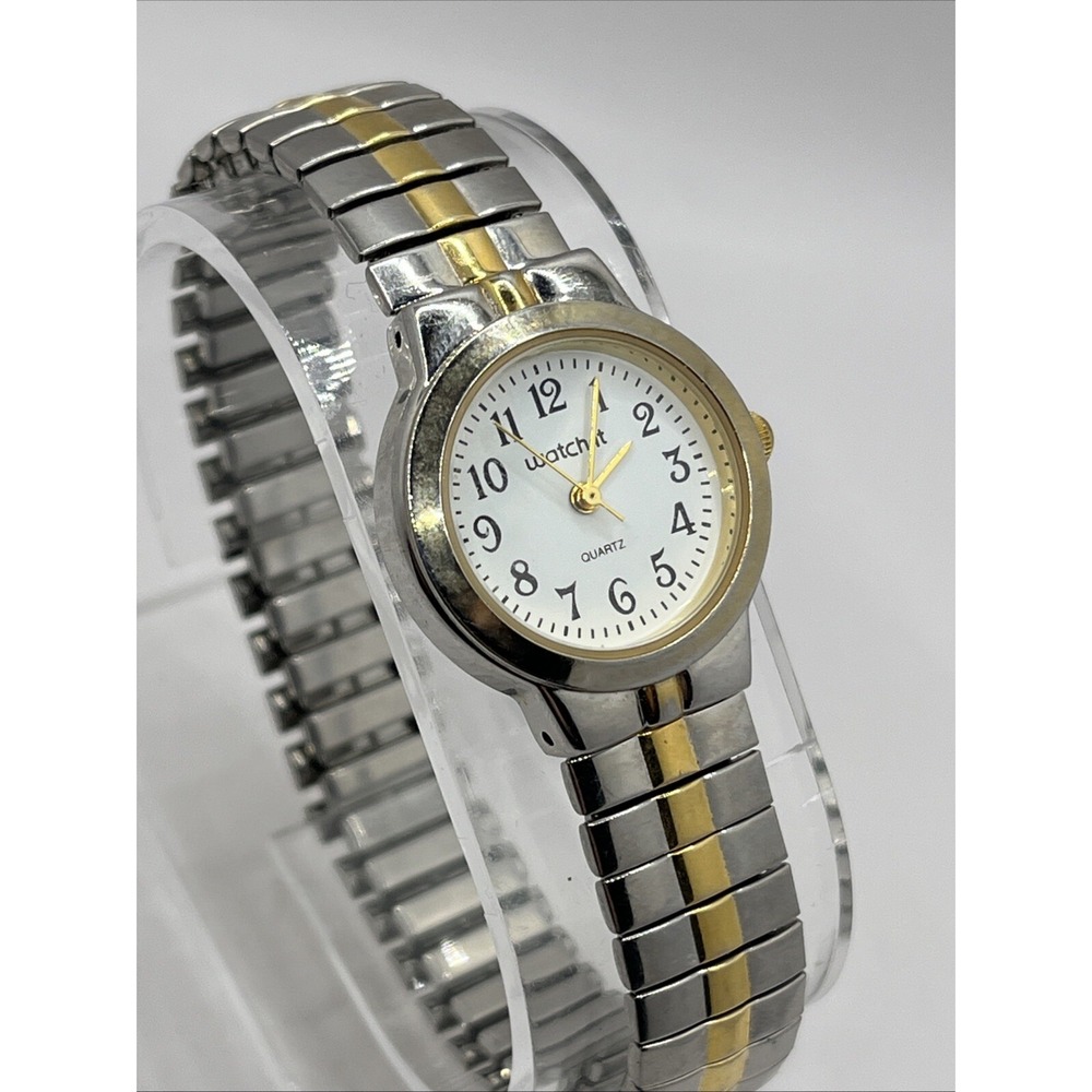 Watch-it Women's Quartz Watch 25mm Two Tone Stretch Band-New Battery